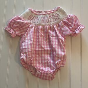 BABY SISTER Pink White Bubble Family Photos Size Baby Girls 6/12 Months